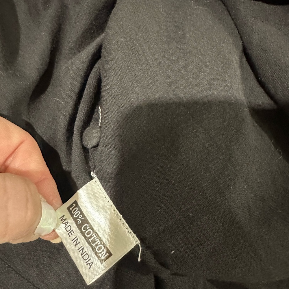Olivia James The Label Women's Black Cotton Maxi Dress Medium Lined Puff Sleeve - Picture 8 of 9